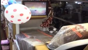 LED TVs have been fitted with each seat for audio and visual entertainment. Photo: Geo News screengrab