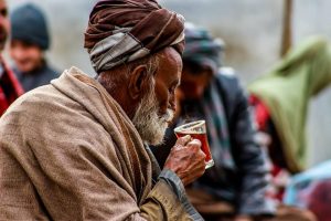 Old Man drinking tea photography