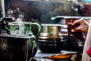 Tea making photograph in rain