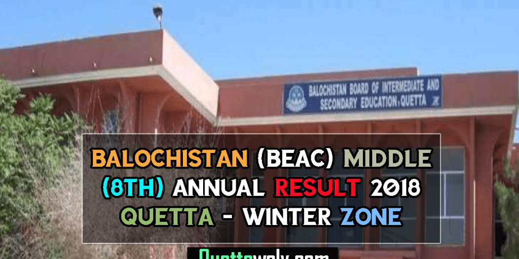Balochistan (BEAC) Middle (8th) Annual Result 2018 Quetta - Winter Zone